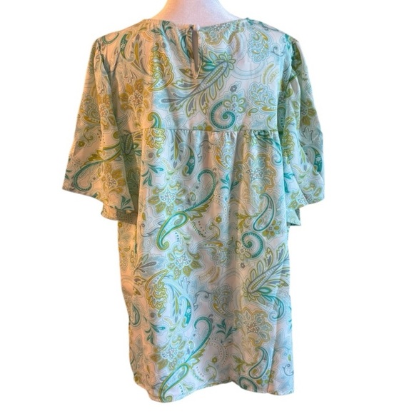 Dokotoo Boho Paisley Print Blouse Size L NWT Flutter Sleeve Tunic Top - Picture 4 of 7
